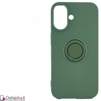 Silikoninis dėklas su žiedu - šviesiai žalias (Apple Iphone 16) Silikoninis dėklas su žiedu - šviesiai žalias (Apple Iphone 16)